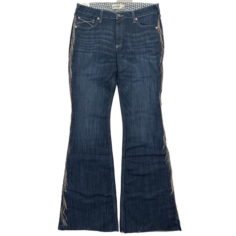 Ariat REAL Denim High Rise Flare Jeans Fringe Detail Women’s 33XL